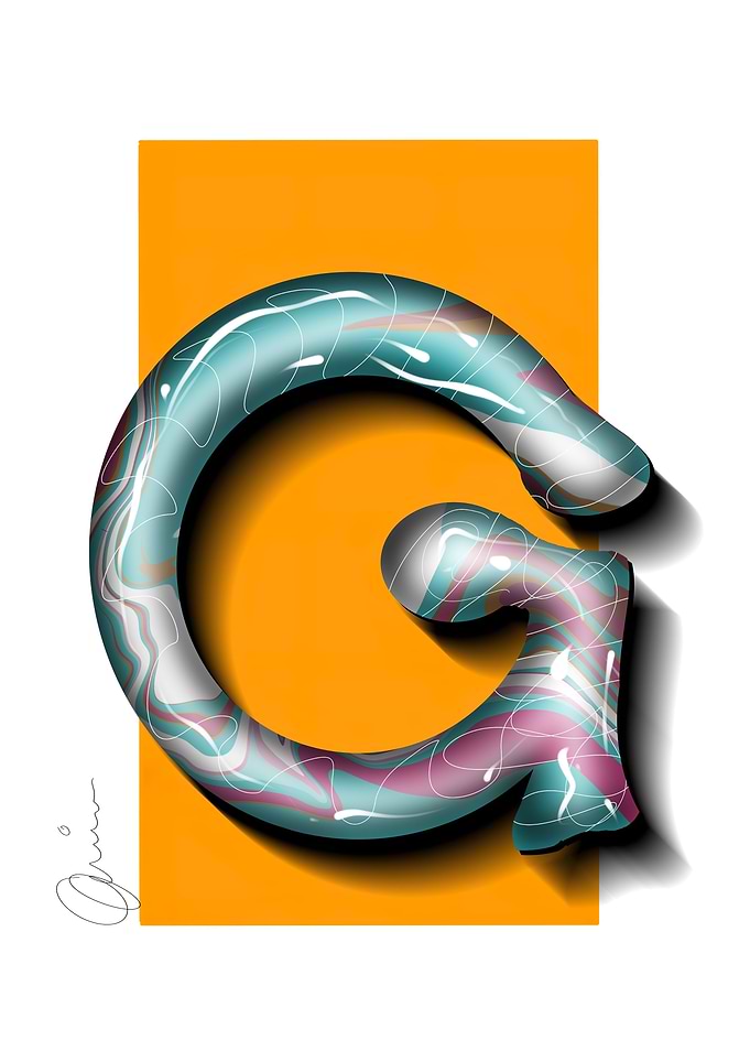 3D Letter G with Swirls