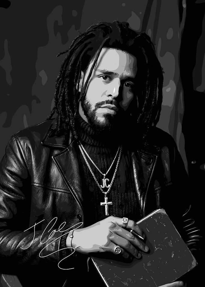J. Cole Portrait with Book