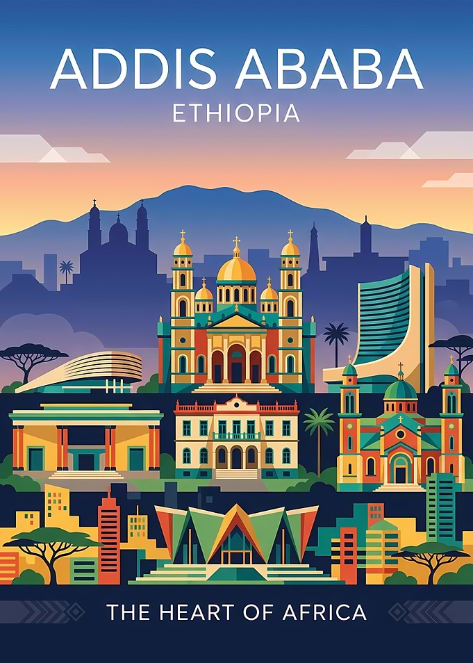 Addis Ababa Cityscape Poster