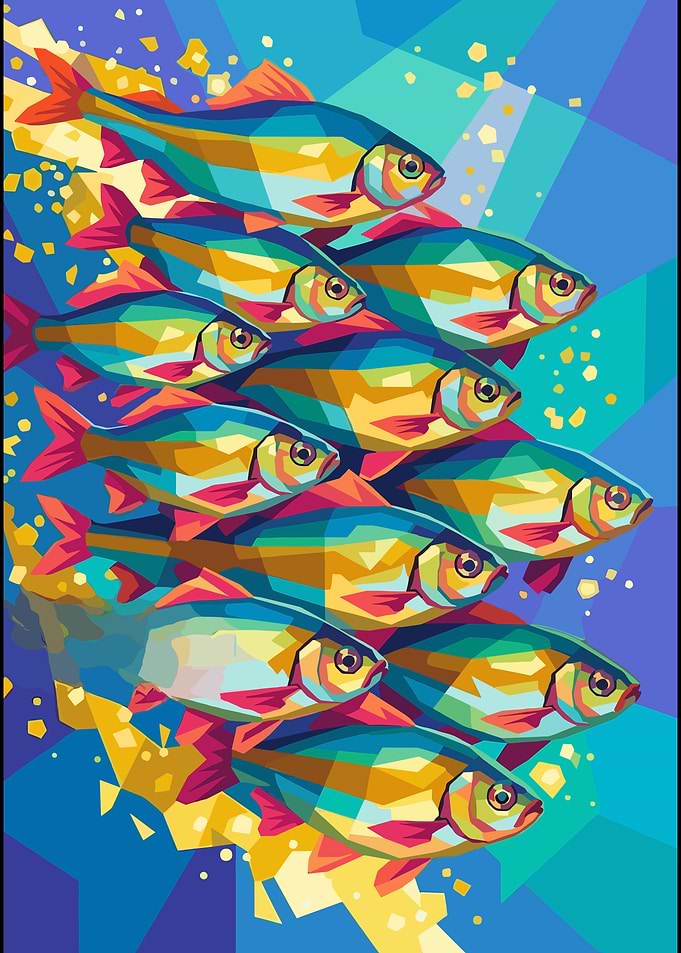 Colorful School of Fish