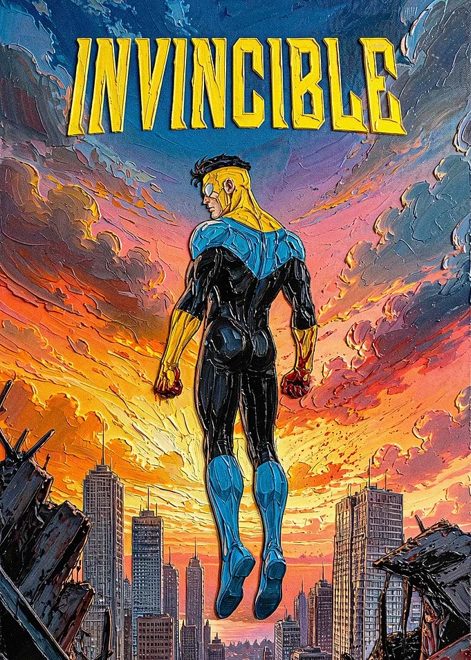 Invincible Flying Over Cityscape