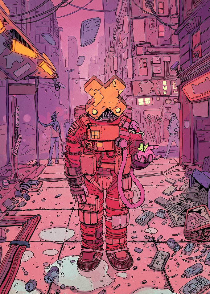 Cyberpunk Astronaut with Plant