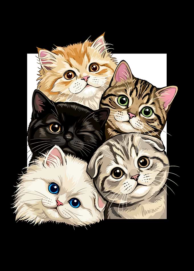 Group of Cute Cats