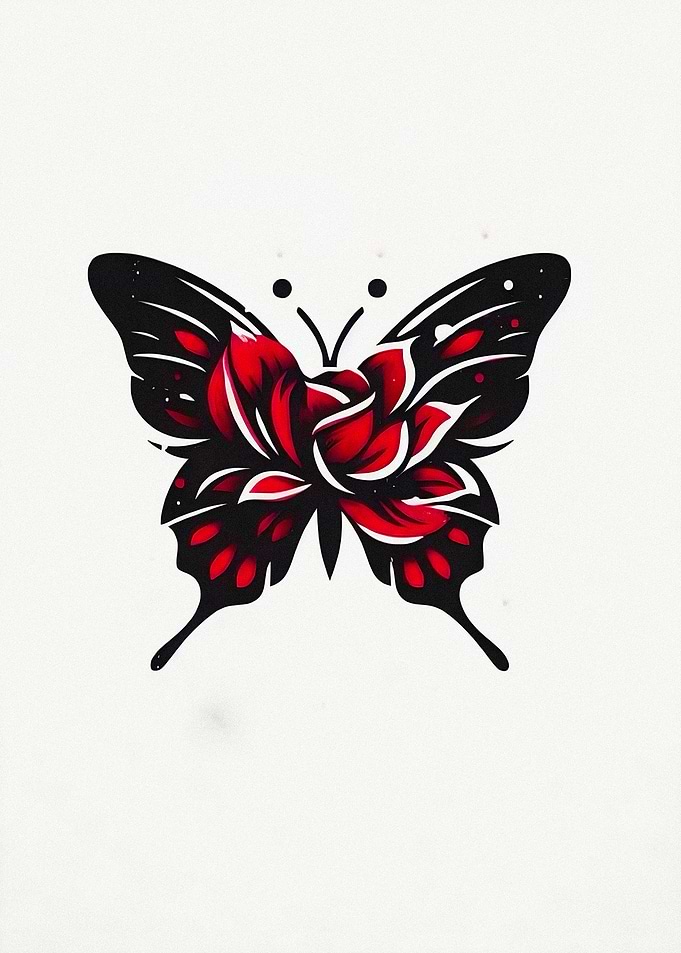 Butterfly with Rose Design