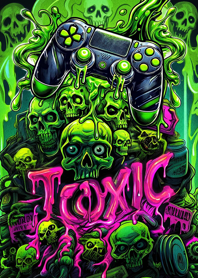 Toxic Gaming Controller and Skulls