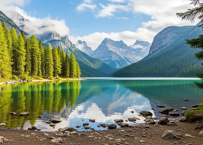 Serene Mountain Lake Reflection