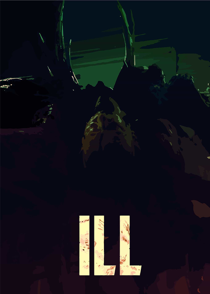 ILL text with dark background