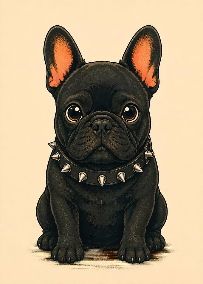 Cute French Bulldog with Spiked Collar