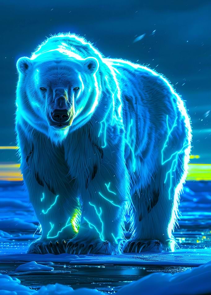 Electric Polar Bear on Ice
