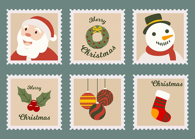 Christmas Themed Postage Stamps