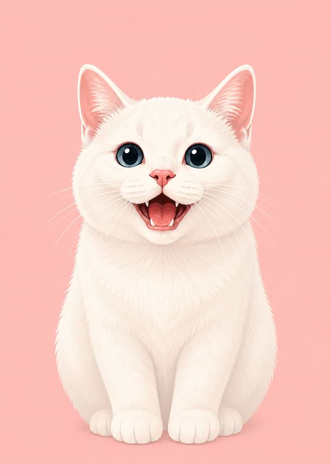 Cute White Cat with Blue Eyes