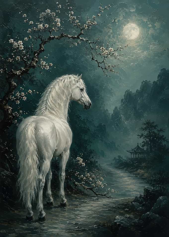 White Horse Under the Moon