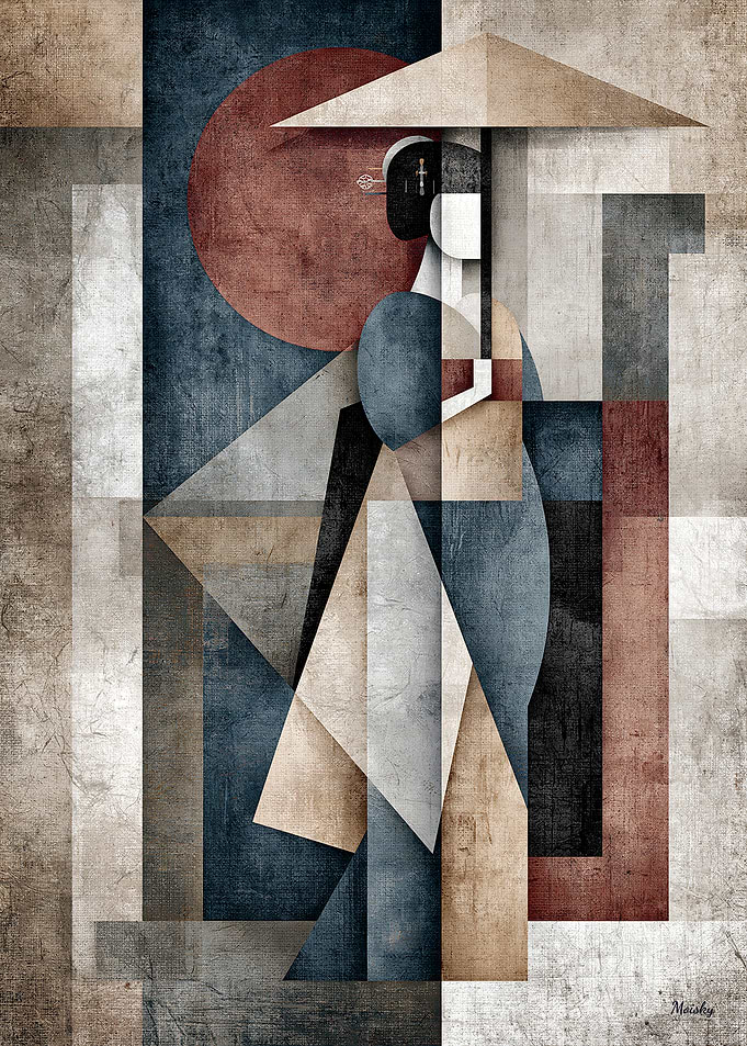 Japandi Geometric Icon No. 07 – Wagasa no Maiko Japanese Wall Art