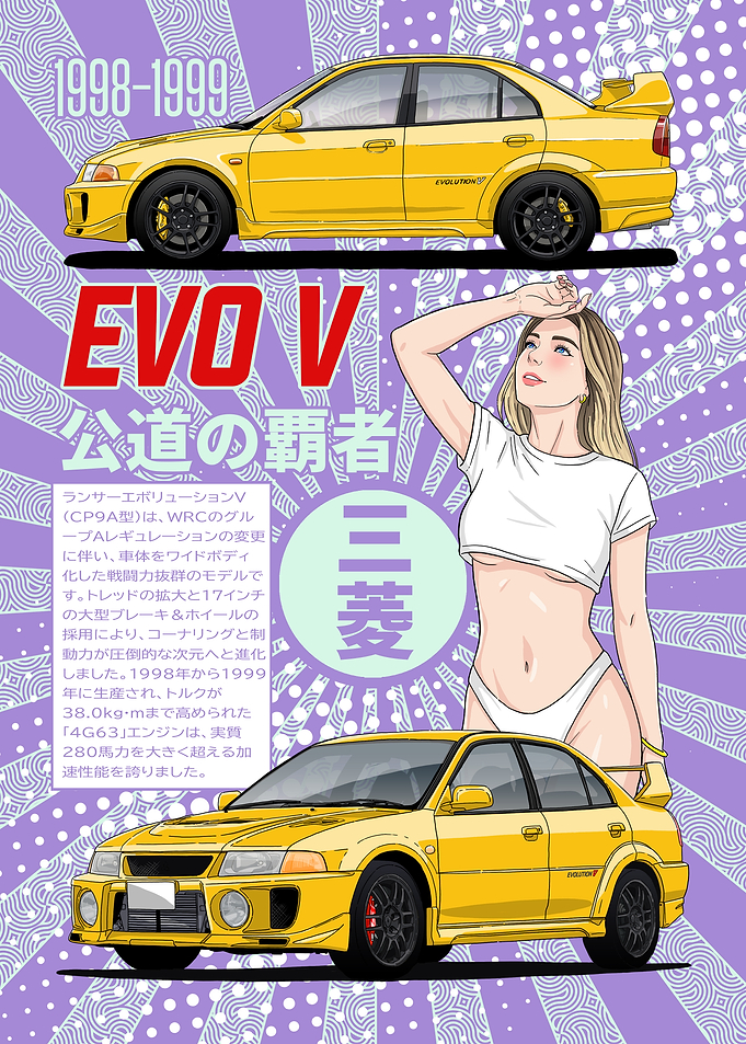Mitsubishi Lancer Evolution V with Woman