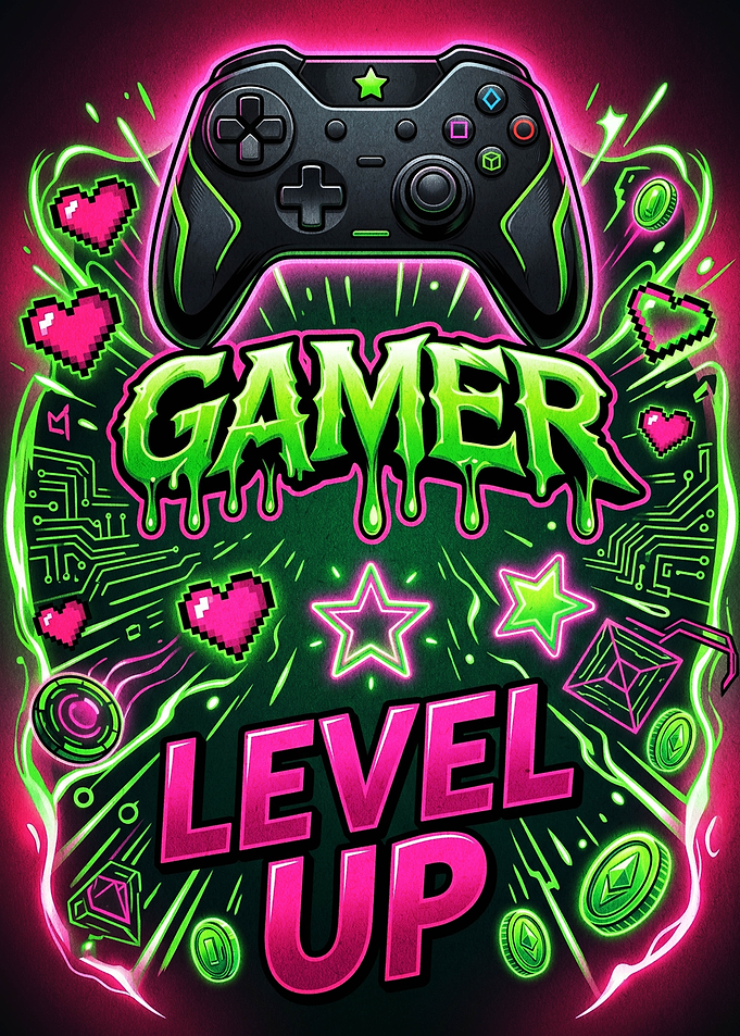 Gamer Level Up Controller Art