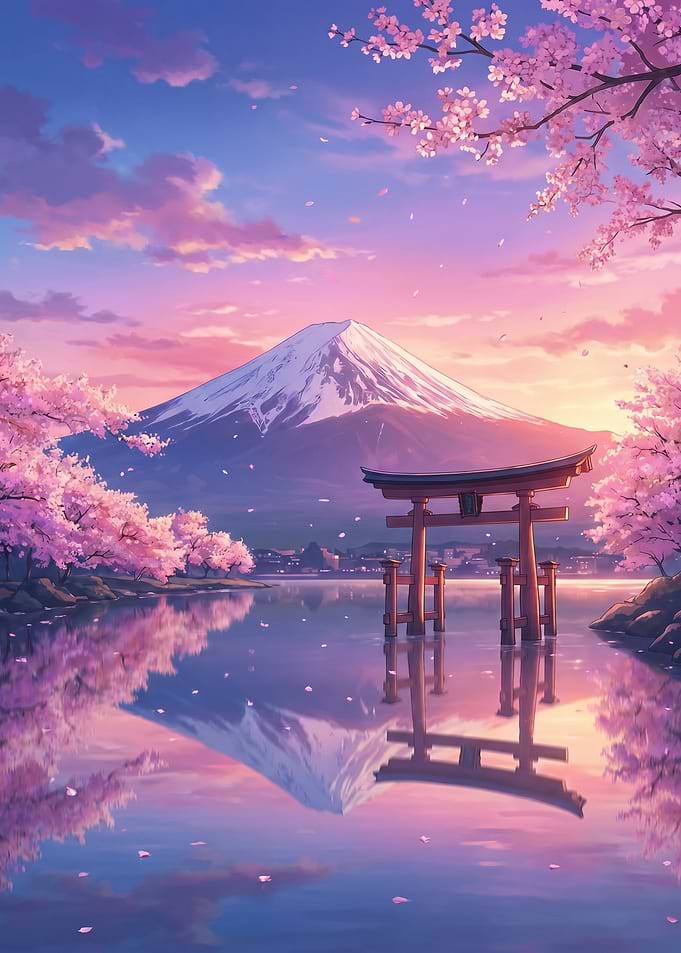 Mount Fuji and Cherry Blossoms