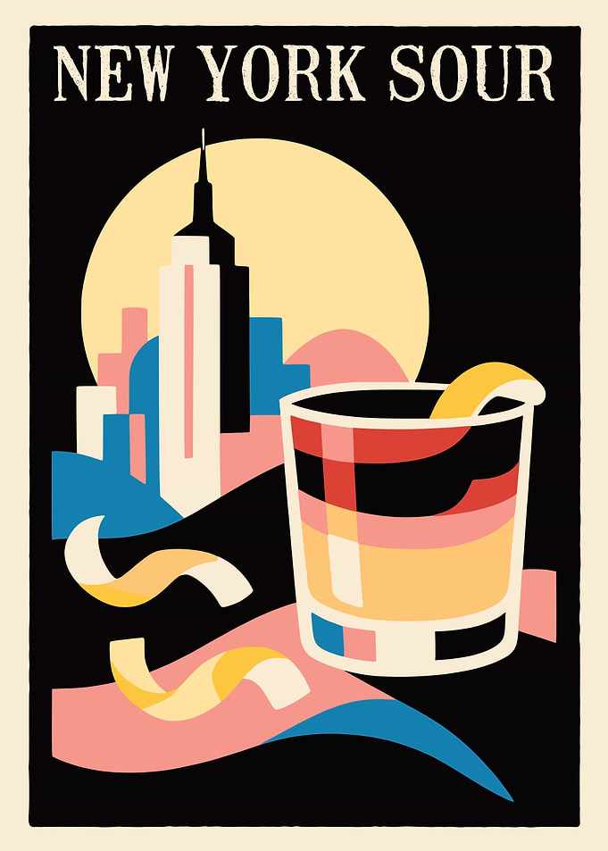 New York Sour Cocktail Art