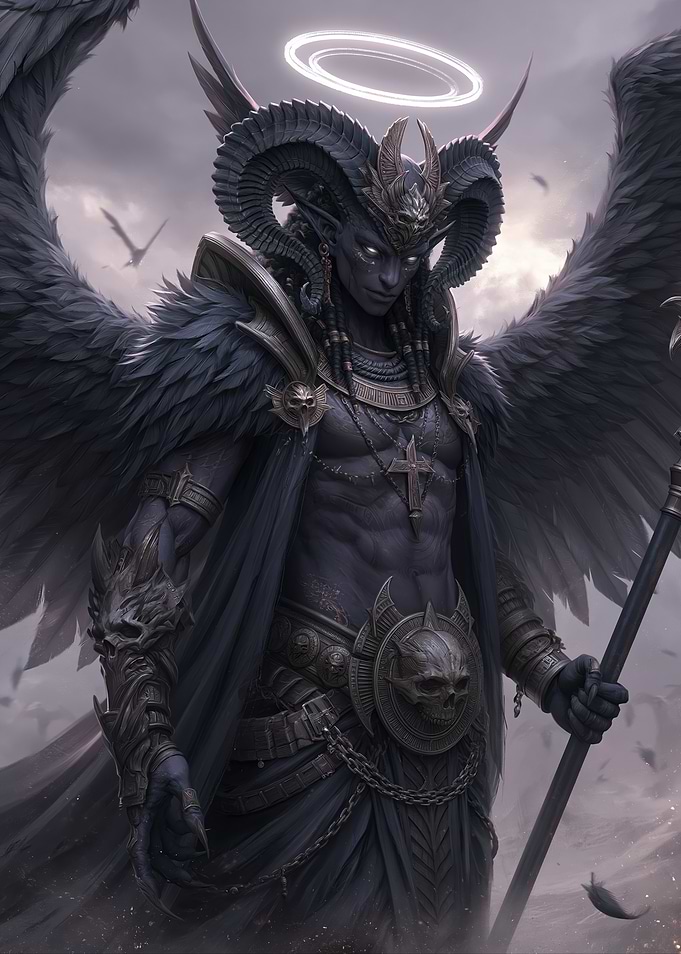 Dark Angel with Horns and Halo