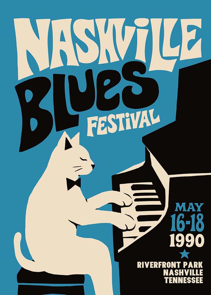 Nashville Blues Festival Cat Poster