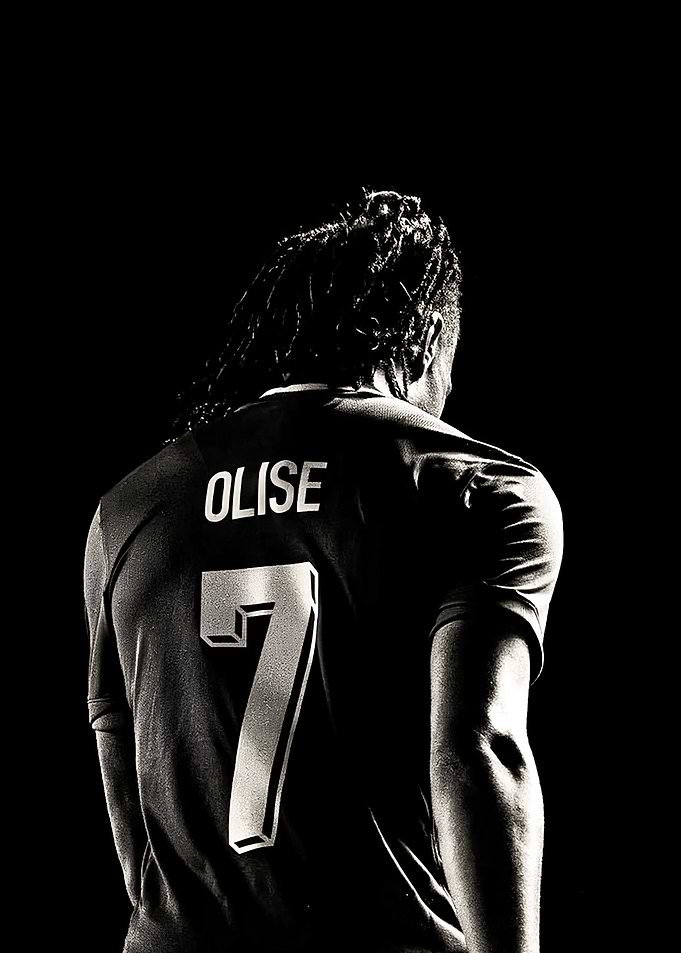 Football Player Olise Number 7 Back View