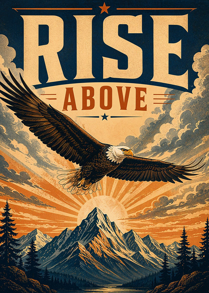 Eagle Soars Above Mountains