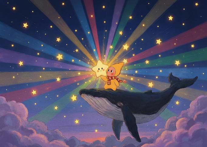 Whale Riding with Star Friend