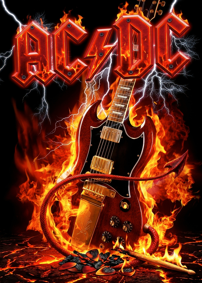 AC/DC Guitar on Fire