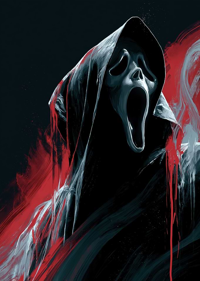 Ghostface Mask with Blood Splatter