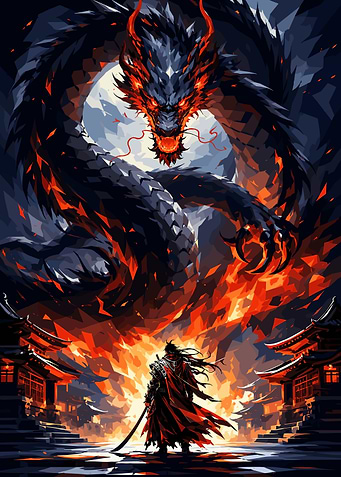 Dragon vs Samurai in Fiery Battle