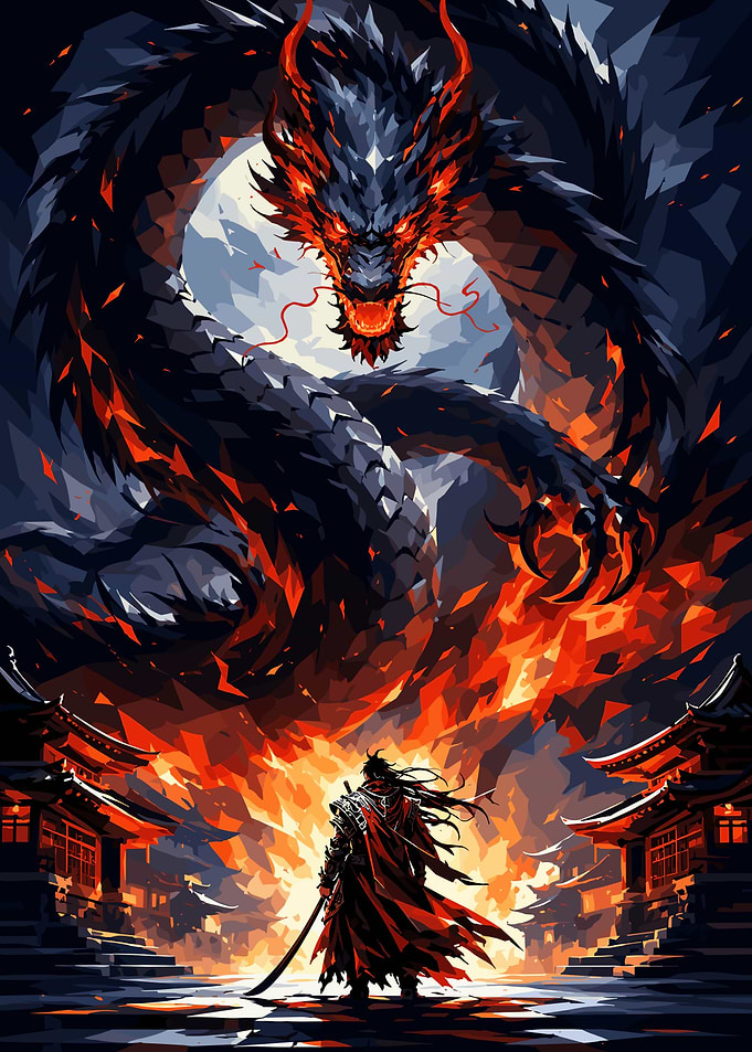 Dragon vs Samurai in Fiery Battle