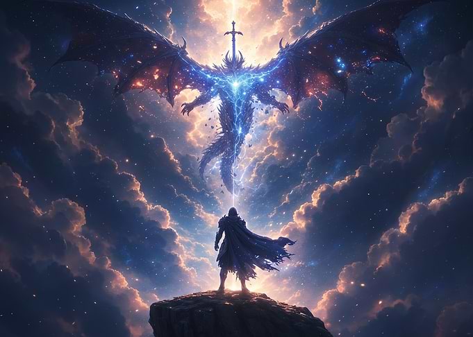 Epic Dragon Battle in the Cosmos