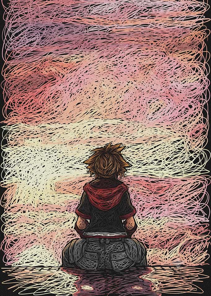 Sora Meditating at Sunset