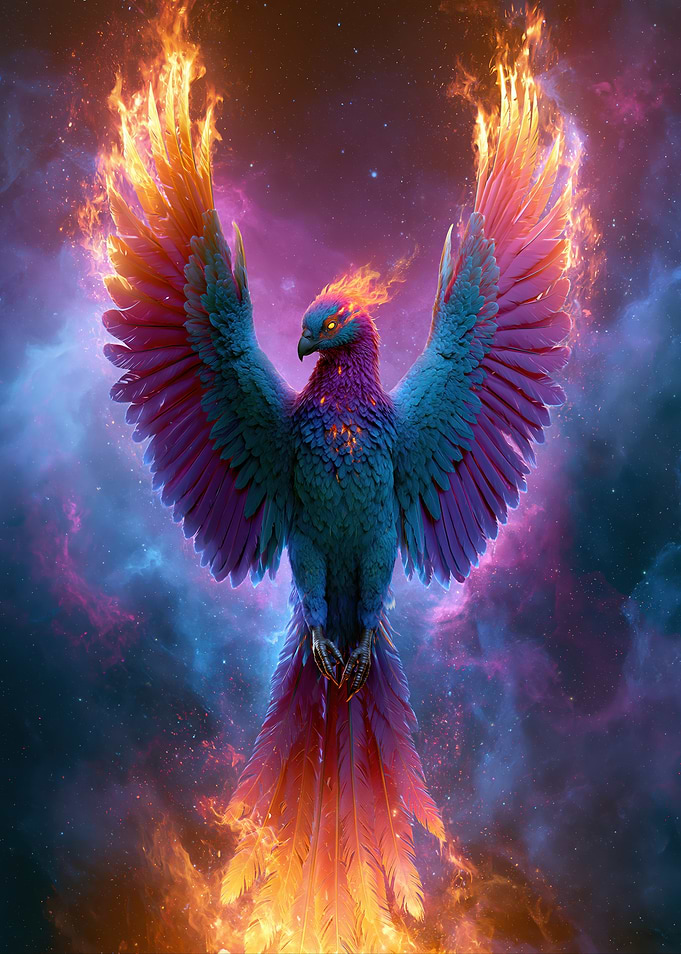 Fiery Phoenix in Cosmic Nebula
