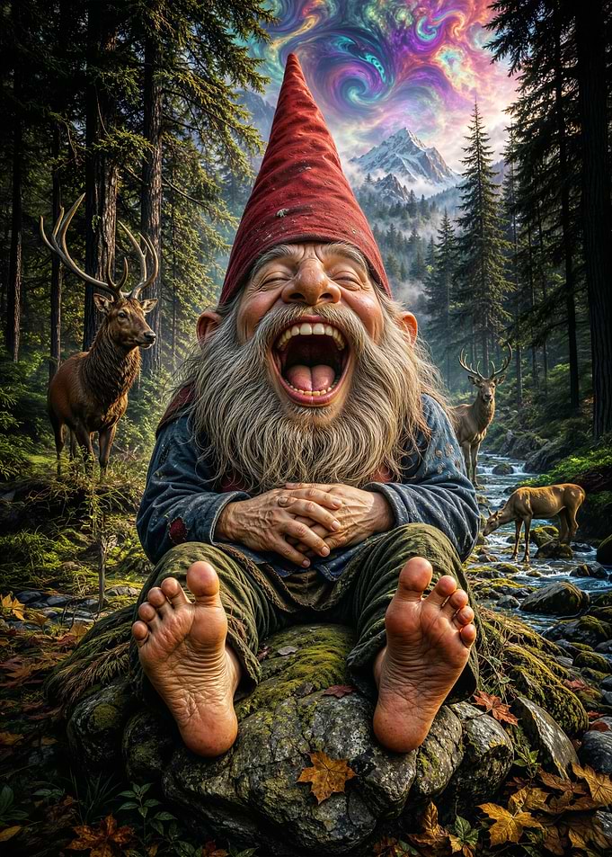 Laughing Gnome in Enchanted Forest