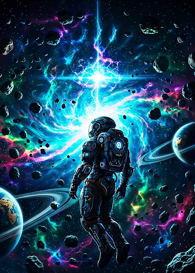 Astronaut in Cosmic Nebula