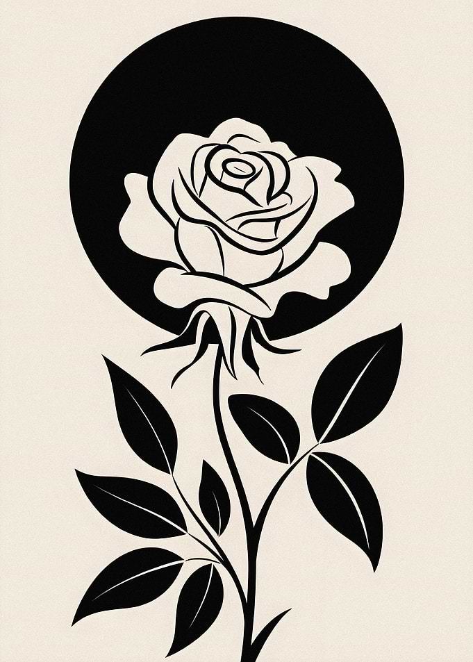 Black and White Rose Silhouette