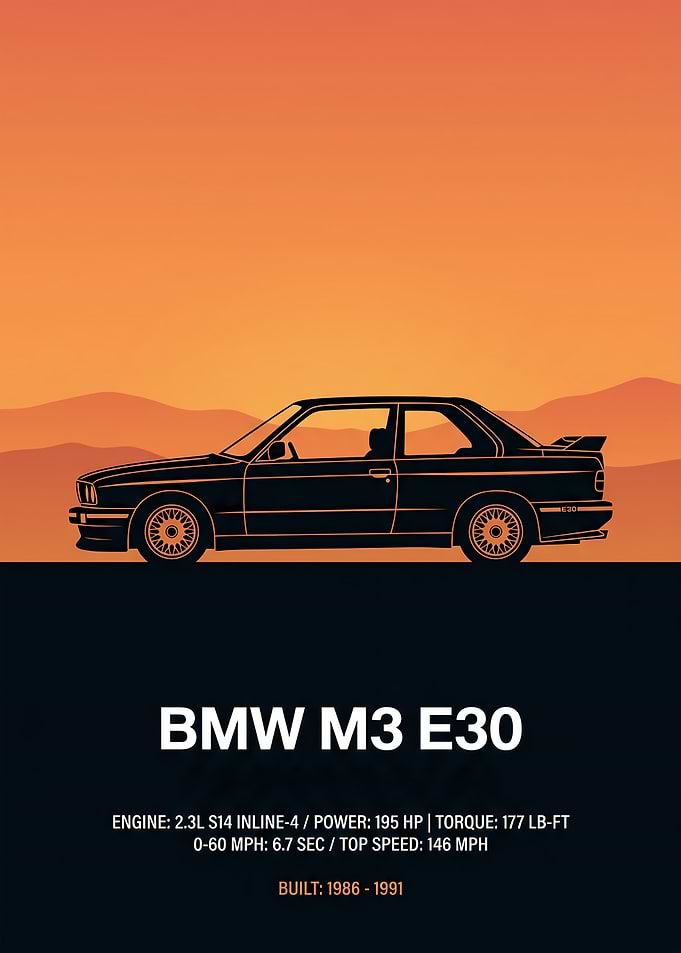 BMW M3 E30 Poster