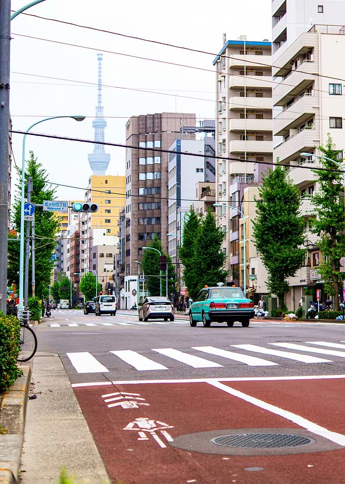 Asakusa Street Scene with Skytree