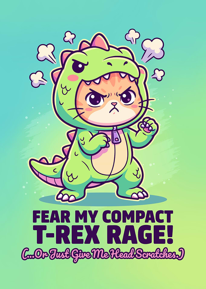 Cute Angry Cat in Dinosaur Costume