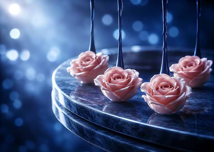 Pink Roses on Marble Table