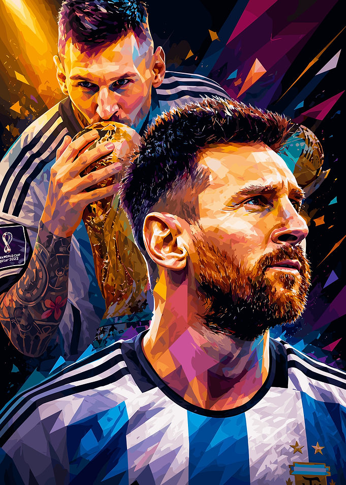 Lionel Messi with World Cup Trophy