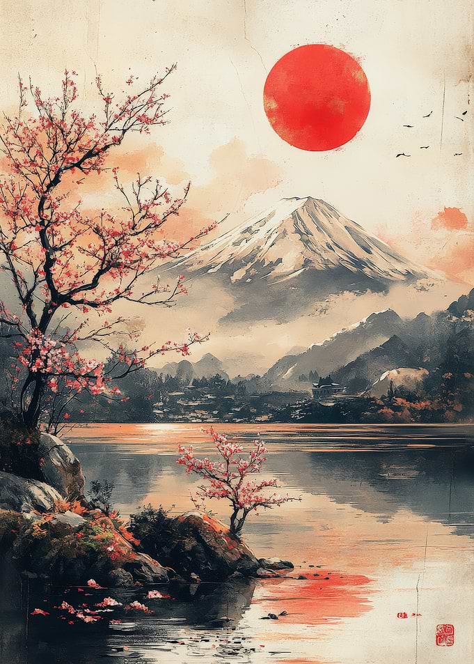 Mount Fuji with Cherry Blossoms