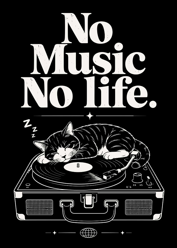 No Music No Life - Cat Sleeping
