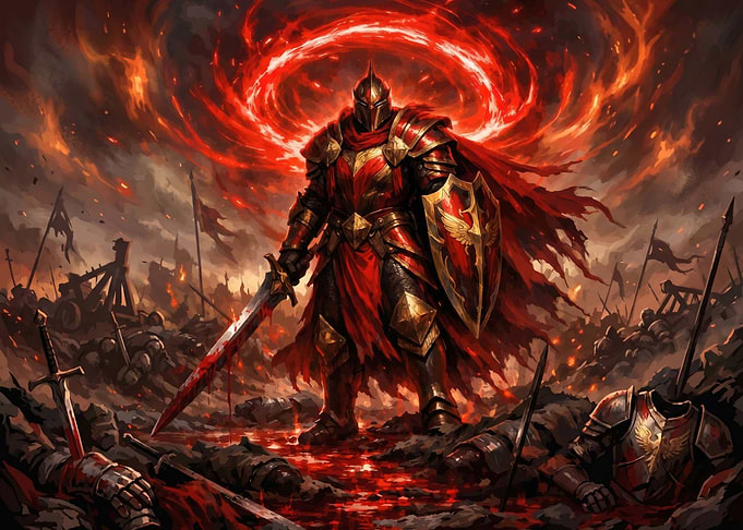 Warrior in Fiery Battlefield