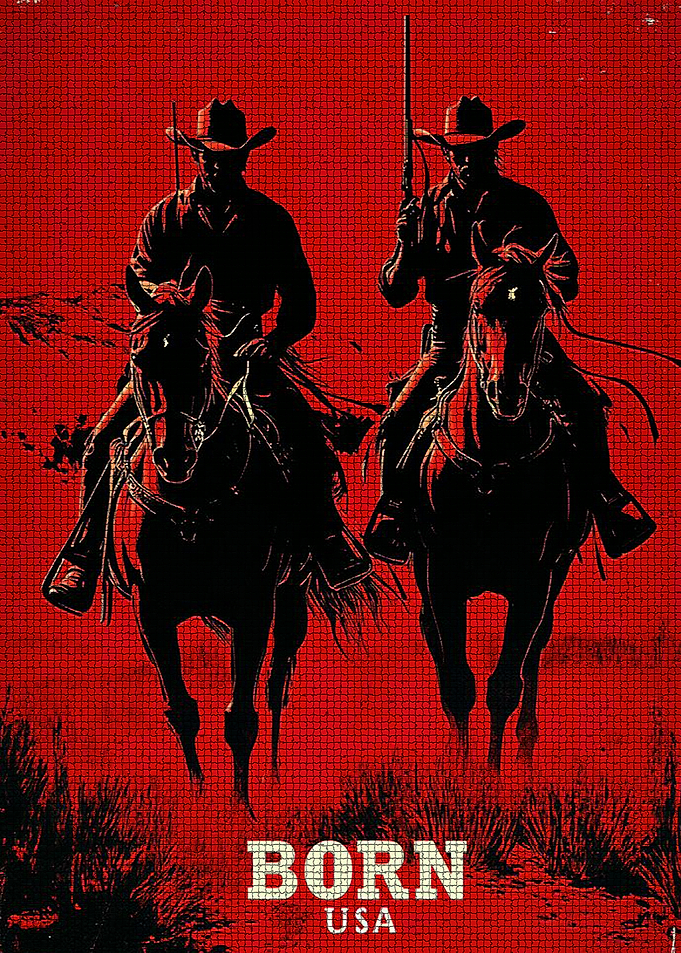 Two Cowboys Riding Horses