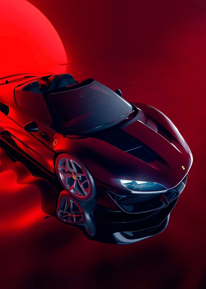 Ferrari Convertible in Red Light
