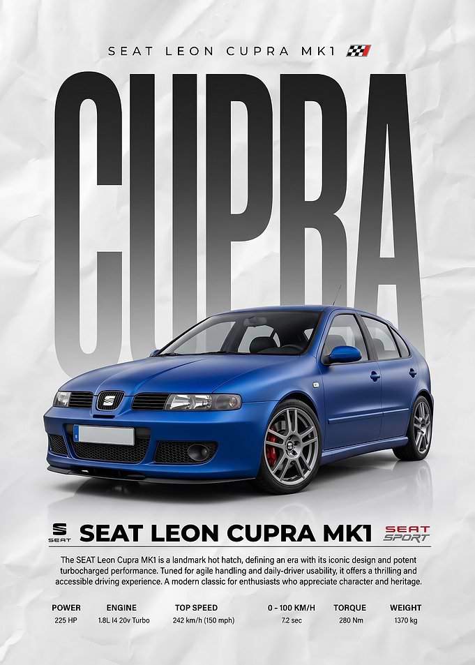 sleek SEAT Leon Cupra Poster