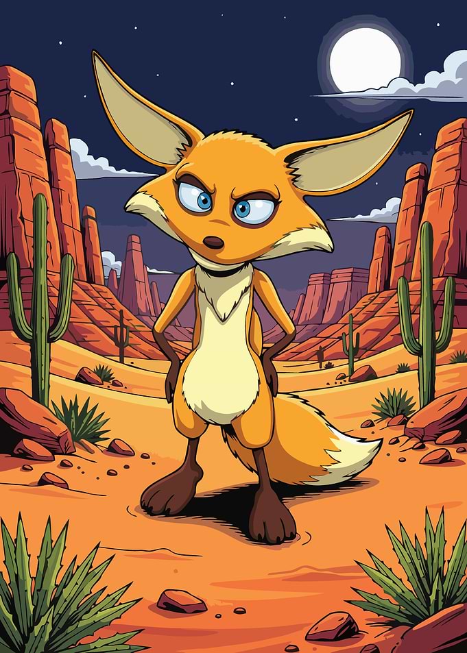 Fennec Fox in Desert Landscape