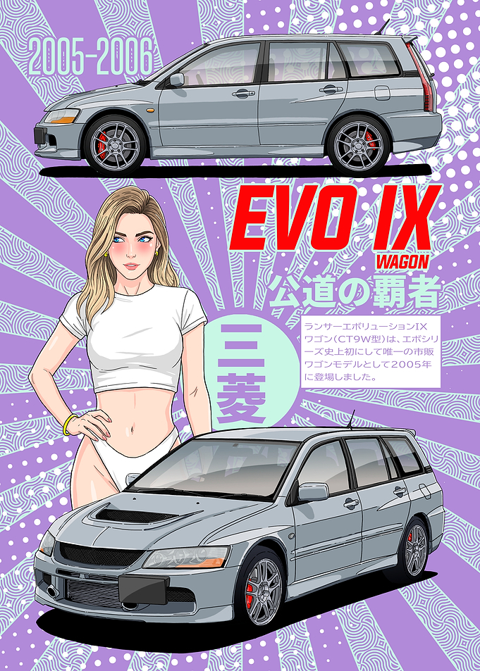 Mitsubishi Lancer Evolution IX Wagon Anime Art