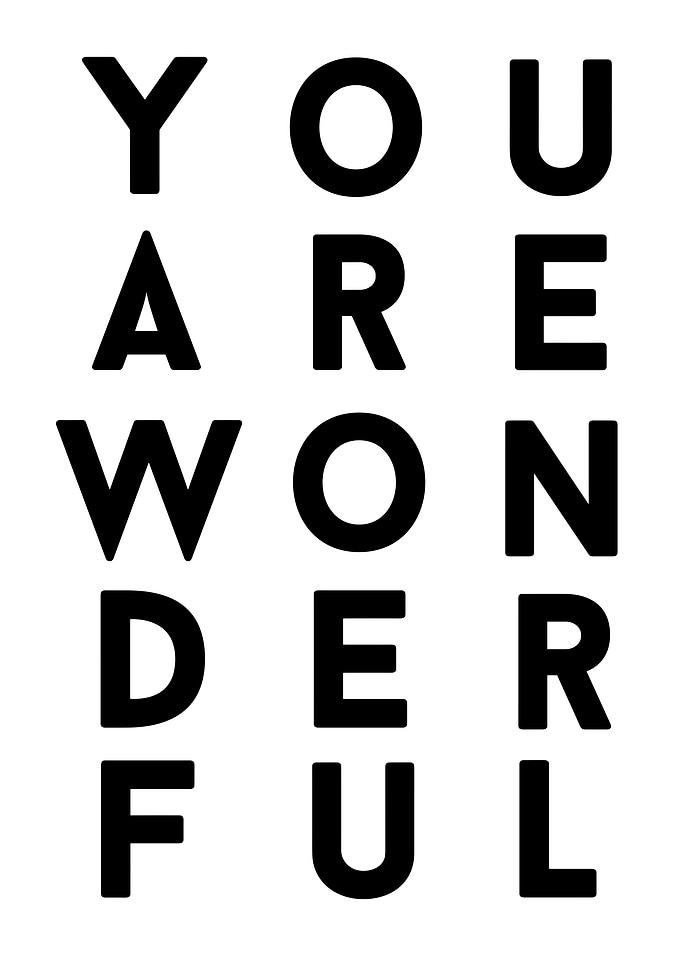 You Are Wonderful Text Art